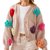 Flower v neck sweater cardigan