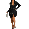 Backless rhinestones blazer dress