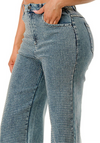 Wide leg stretchy pants with rhinestone