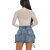 Cargo denim skirt