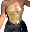 Gold lace up top metallic women’s wear corset summer fit