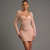 Pale rose long sleeve pearl dress