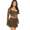 Lace Long sleeve mini skirt sets