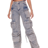 Denim Cargo jeans and rhinestones jeans y2k women’s fashion trendy pants