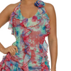 Mesh ruffle printed dress