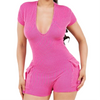 Ribbed Romper for baddies,women, hot pink