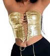 Gold lace up top metallic women’s wear corset summer fit