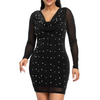 Pearl black mini dress with sheer long sleeve womenswear