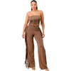Stretchy pants Fringe set in mocha