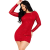 Long sleeve mini dress with square rhinestones