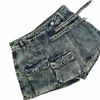 Cargo denim mini skort wrap strings womenswear