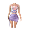 Two piece cute set light purple for women