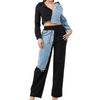 Denim combination two piece set pants