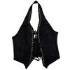 Halter front tie suede top with gold studs