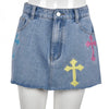 Bomb mini Skirts denim with crosses cute and stylish for women y2k