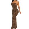 Cheetah print open back maxi dress