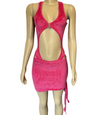 Bodysuit two piece velvet pink for women. Swimsuit or outfit for parties