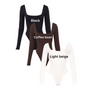 Long sleeve seamless square neck line bodysuit knit womenswear