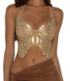 Butterfly nude cropped top, for women summer and flattering fit