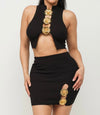 Black and gold pin two piece set for women