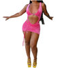 Bodysuit two piece velvet pink for women. Swimsuit or outfit for parties