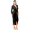 V neck long sleeve mid dress