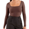 Long sleeve seamless square neck line bodysuit knit womenswear