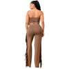 Stretchy pants Fringe set in mocha