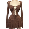Lace Long sleeve mini skirt sets