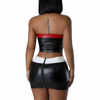 (Size up)Pu mini skirt set for the ladies