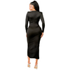V neck long sleeve mid dress