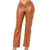 V waist leather fall pants