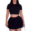 Cute set polo knitted women’s soft 2 piece set