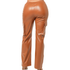 V waist leather fall pants