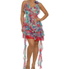 Mesh ruffle printed dress