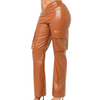 V waist leather fall pants