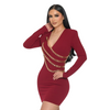Burgundy plastic chained detail dress