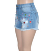 Denim gemstone short summer wear for women fuzzy shorts