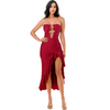 Gorgeous Ruffle slit halter dress