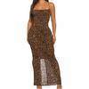 Cheetah print open back maxi dress