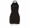 Black mini sequin dress for women neck tied for occasions