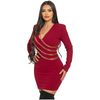 Burgundy plastic chained detail dress