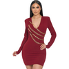 Burgundy plastic chained detail dress