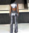 Metallic flared pant set